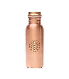 Bouteille en Cuivre Pur avec Fleur de Vie - Vue Face