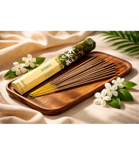 Encens Naturel au Jasmin Aromatika bâtonnets sur plateau