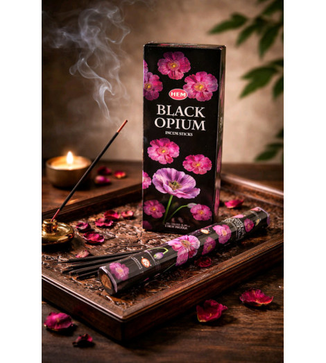 Encens Opium Noir HEM - 20 bâtonnets sur plateau