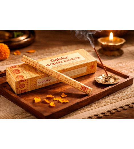 Encens Naturel Goloka Nag Champa - 20 Bâtonnets sur plateau