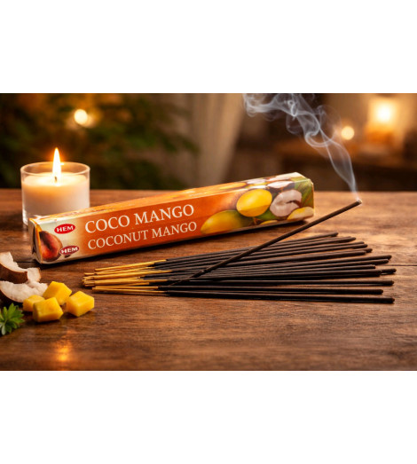 Encens Noix de Coco & Mangue bâtonnets sur table