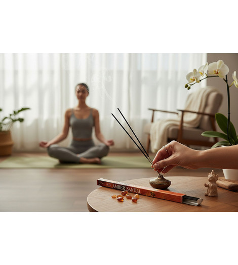 Encens Ambre & Santal Krishan – Boîte de 10 g méditation