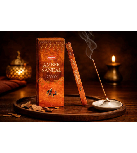 Encens Ambre & Santal Krishan – Boîte de 10 g ambiance bougies