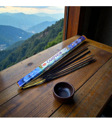 Encens Camphre 10 g - Encens & Tradition Bâtonnets devant fenêtre