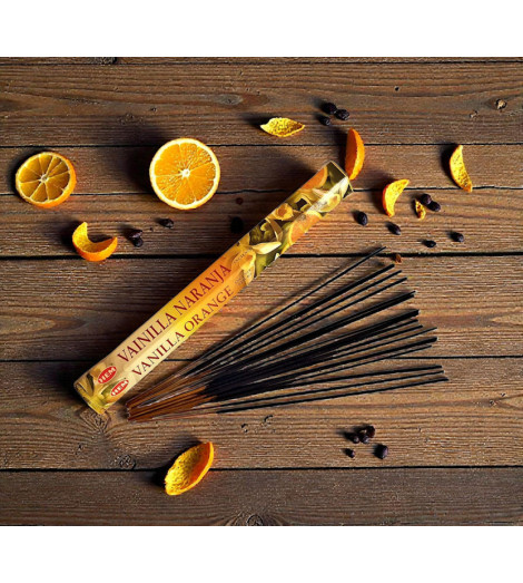 Encens Vanille-Orange Hem bâtonnets sur table