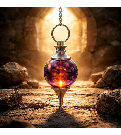 Pendule Divinatoire en Améthyste – Sphère