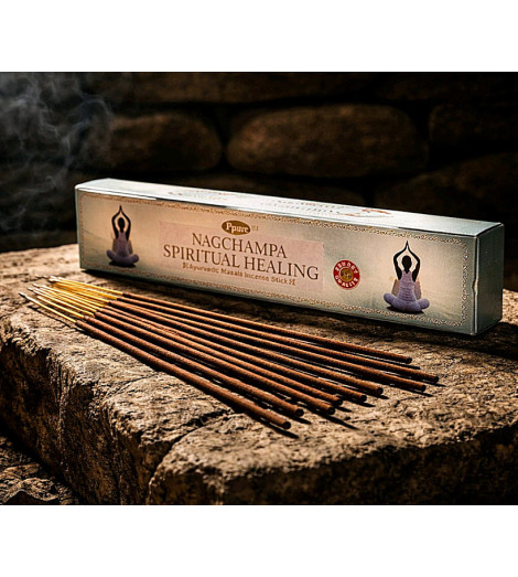 Encens Spiritual Healing - Boite et bâtonnets sur pierre