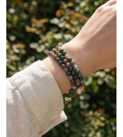 Mala en Agathe Naturelle – Collier de Méditation 108 Perles