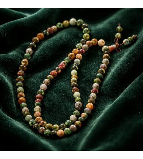 Mala en Agathe Naturelle – Collier de Méditation 108 Perles