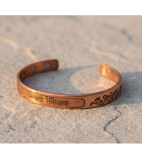 Bracelet en Cuivre Aimanté – Signes Auspicieux Tibétains