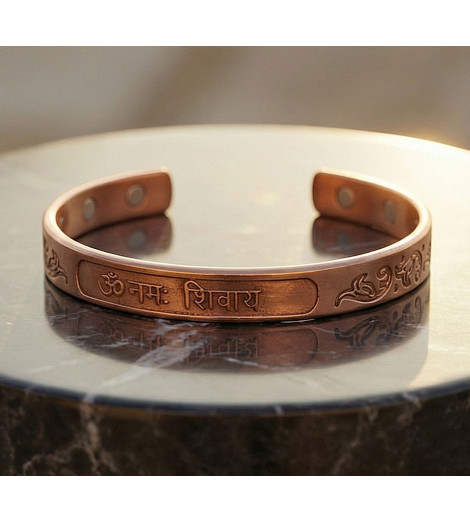 Bracelet en Cuivre Aimanté – Signes Auspicieux Tibétains
