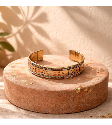 Bracelet Tibétain Cuivre - Mantra Porte Chance