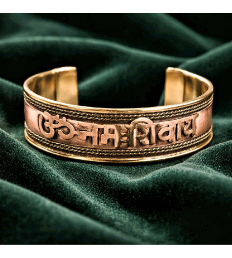 Bracelet Tibétain Cuivre - Mantra Porte Chance