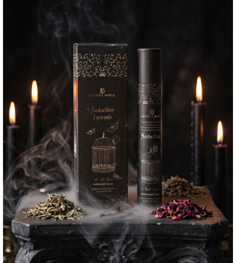 Coffret Encens Séduction Ancient Witch – tube et boîte noirs, ambiance rituelle