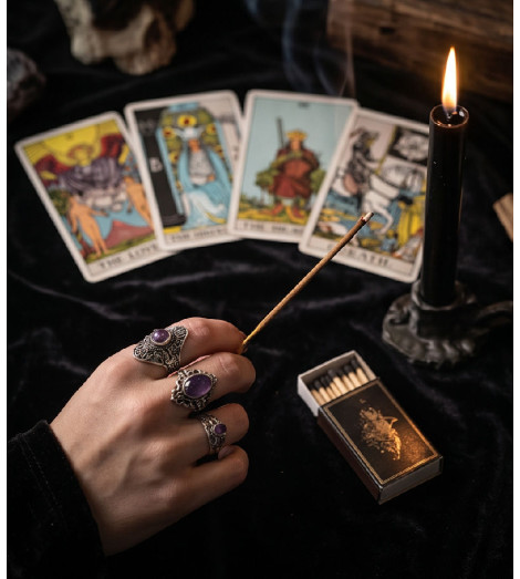 Rituel de séduction Ancient Witch – bâtonnet encens, cartes tarot et améthyste