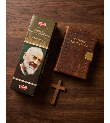 Encens Religieux – Padre Pio – Boite d'encens avec crucifix et bible
