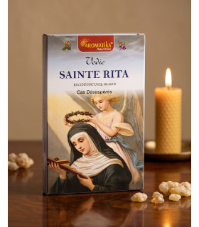 Encens Sainte Rita – Encens Religieux en Bâtonnets - cierge allumé