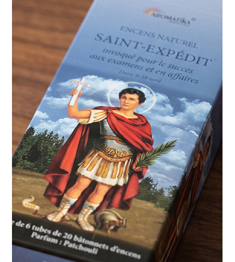 Encens Religieux Saint Expédit – Aromatika - gros plan boite