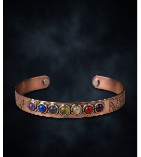 Bracelet Cuivre Aimanté - Pierres Naturelles 7 Chakras