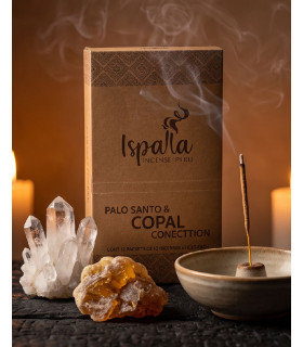 Encens Ispalla Palo Santo & Copal parmis cristaux bougies