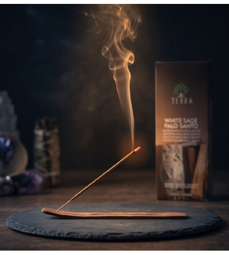 Encens Sauge Blanche & Palo Santo Sans Charbon bâtonnet sur brule encens