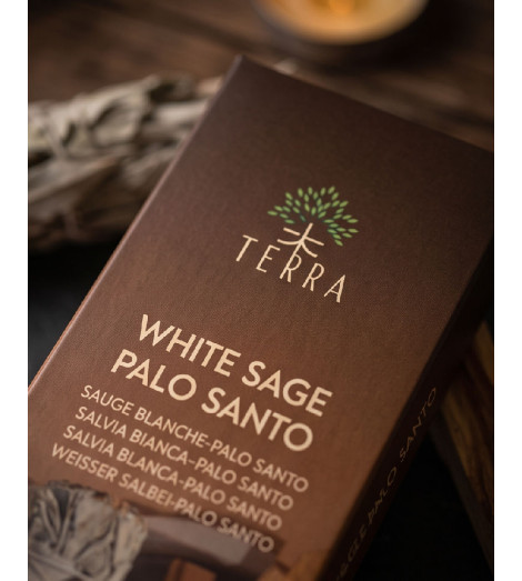 Encens Sauge Blanche & Palo Santo Sans Charbon gros plan de la boite