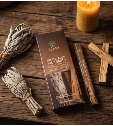 Encens Sauge Blanche & Palo Santo Sans Charbon Sauge et Palo à côté