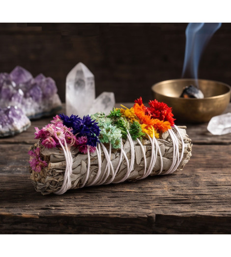 Sauge Blanche de Californie & Verbasco – Fagot 7 Chakras cristaux et bol chantant
