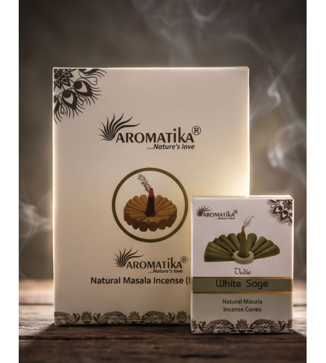 Encens Sauge Blanche Aromatika en cônes - boites de présentation