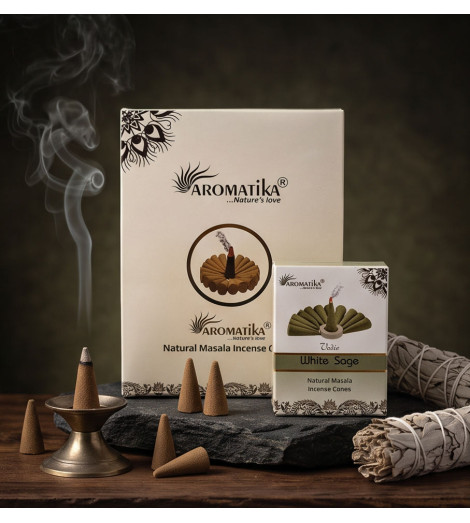 Encens Sauge Blanche Aromatika en cônes - ambiance mystique