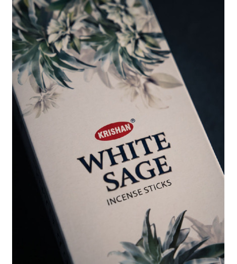 Encens Sauge Blanche Krishan - boite gros plan