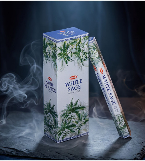 Encens Sauge Blanche Krishan - présentation dans la fumée