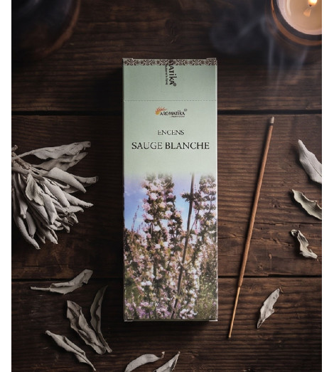 Encens Sauge Blanche Aromatika - sur table en bois